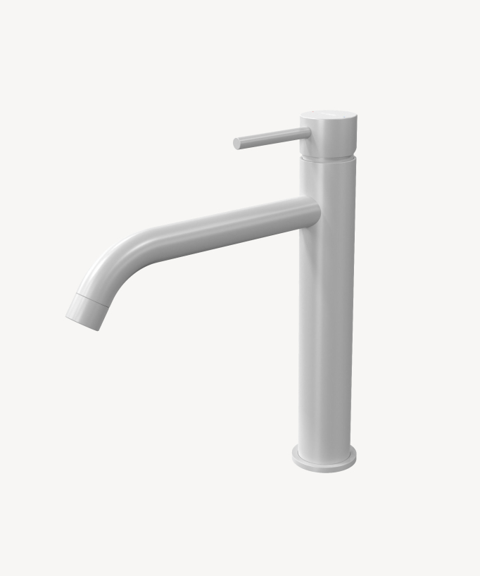 Tall Basin Mixer Tap with Long Spout, White - Corbeau