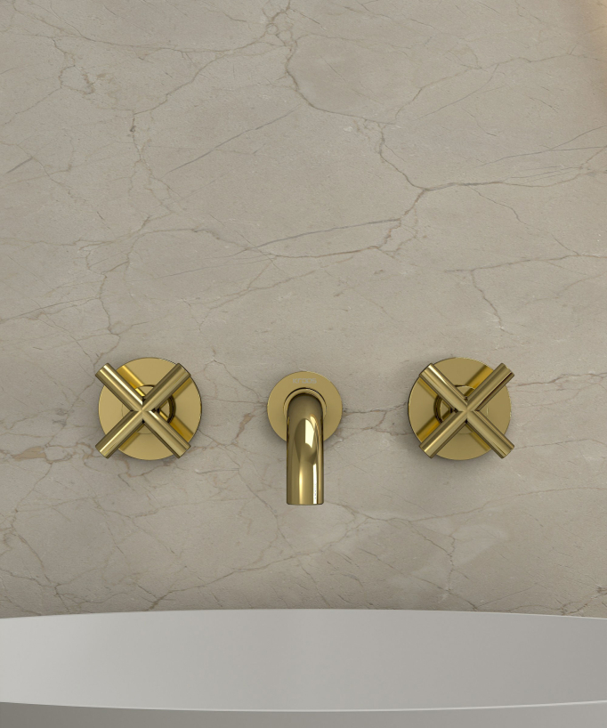 Wall-Mounted Basin Mixer, Gold - Corbeau