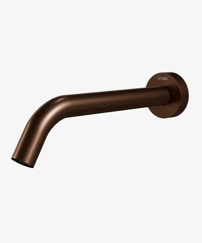 Wall-mounted automatic basin tap, cold water, brushed rose gold – Corbeau