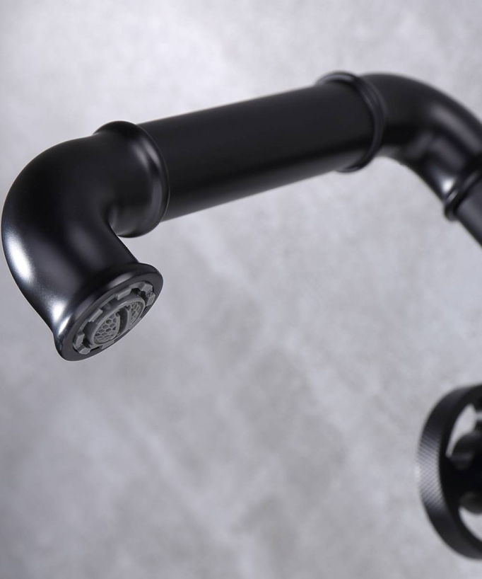 Industrial Style Basin Mixer Tap, Black - Gemma