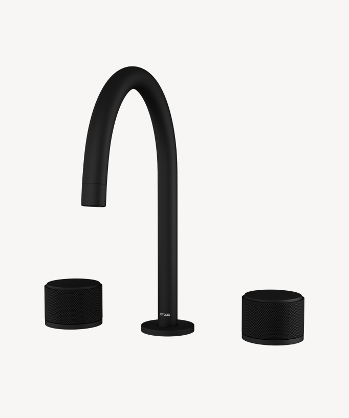 3-Hole Deck-Mounted Basin Mixer, Black - Leros