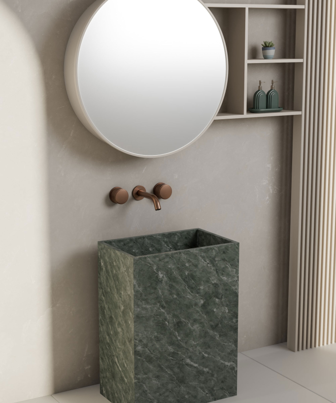 3-Hole Wall-Mounted Basin Mixer, Brushed Rose Gold - Leros