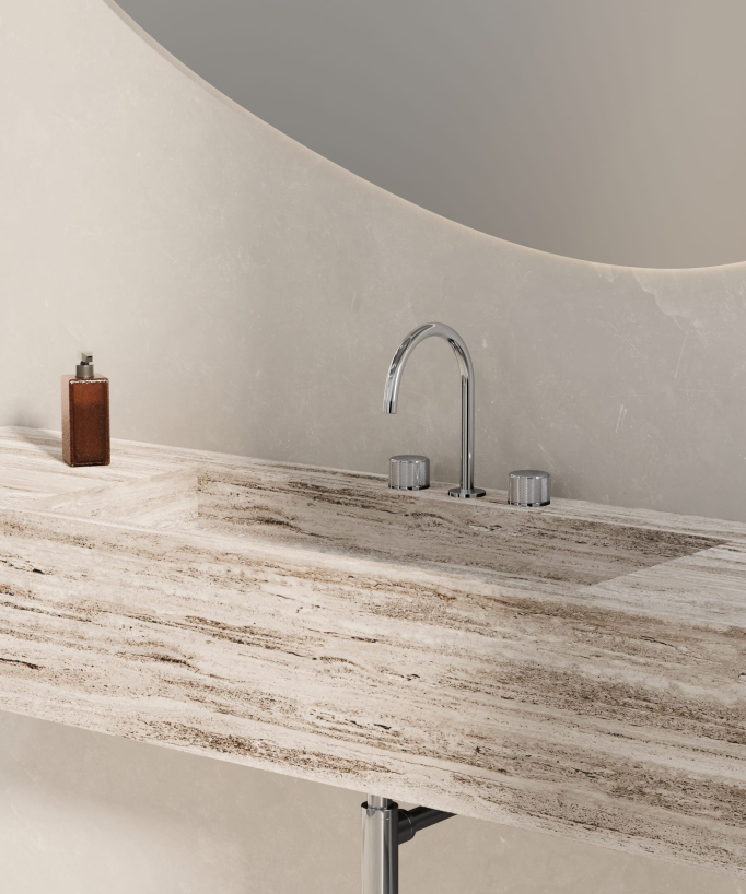 Deck-mounted basin mixer tap chrome – Leros