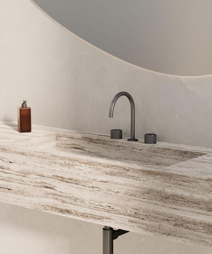 Deck-mounted basin mixer tap gunmetal – Leros