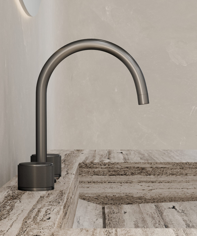 Deck-mounted basin mixer tap gunmetal – Leros