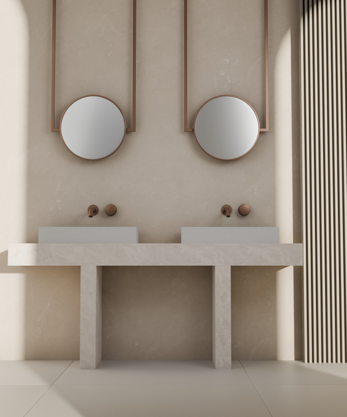 Wall concealed basin mixer tap without flow control brushed rose gold – Leros