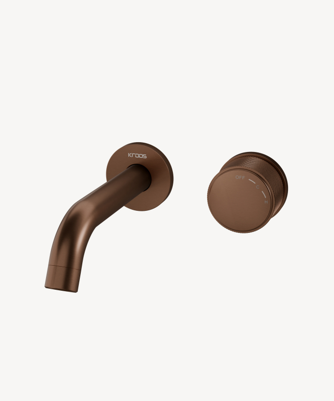 Wall concealed basin mixer tap without flow control brushed rose gold – Leros