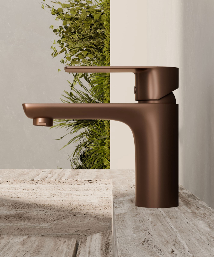 Countertop Basin Mixer Tap, Brushed Rose Gold - Nunki