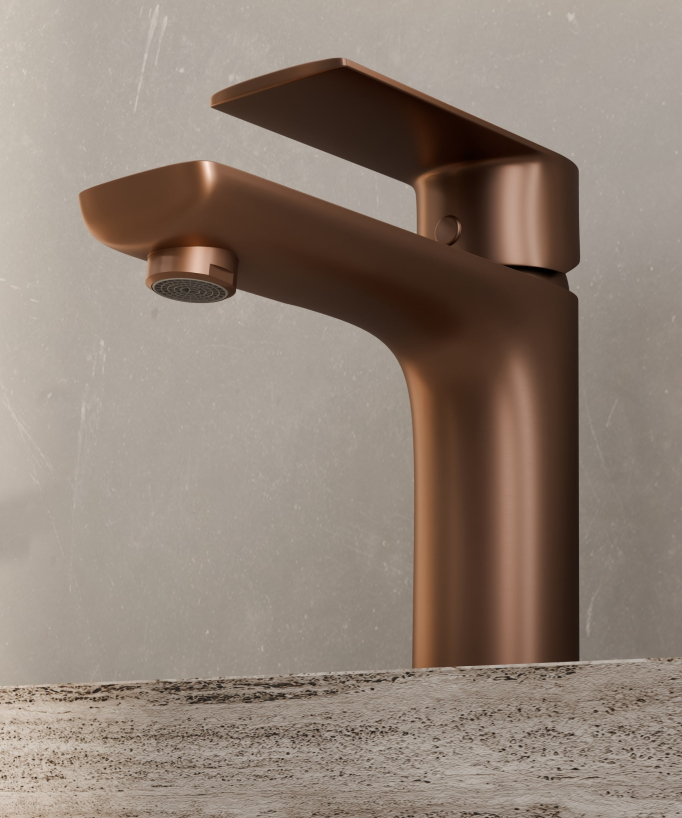 Countertop Basin Mixer Tap, Brushed Rose Gold - Nunki