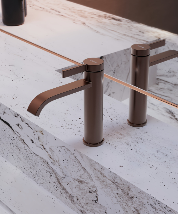 Basin mixer tap brushed rose gold – Fiumina