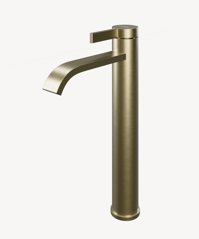 Tall vessel basin mixer tap brushed gold – Fiumina
