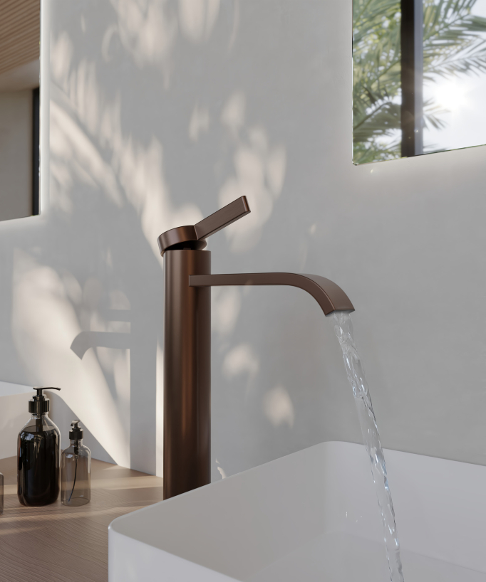 Tall vessel basin mixer tap brushed rose gold – Fiumina
