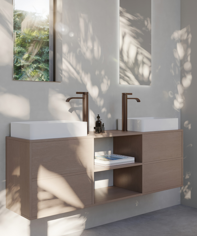 Tall vessel basin mixer tap brushed rose gold – Fiumina