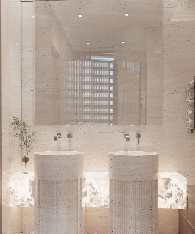 Wall-mounted waterfall basin mixer tap champagne – Fiumina