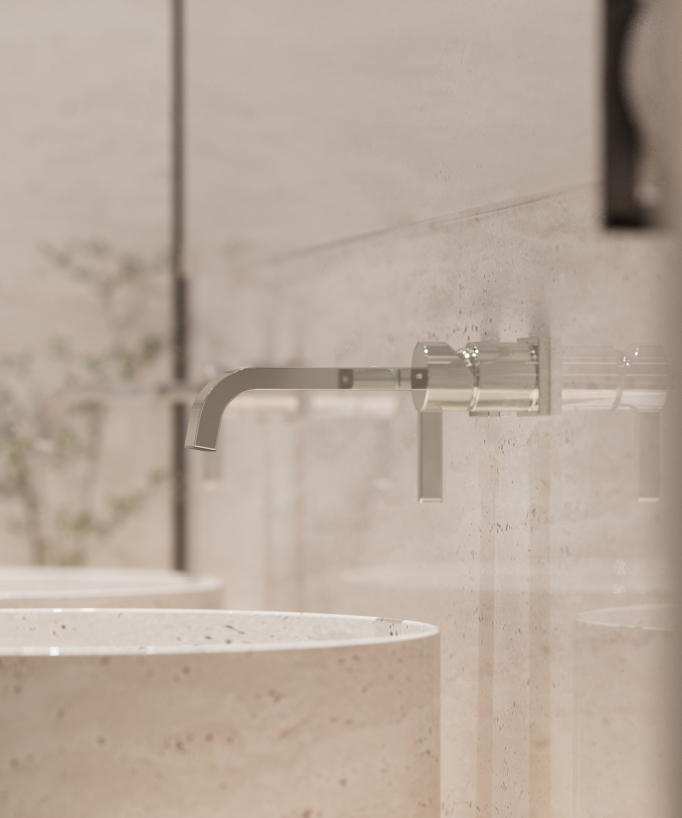 Wall-mounted waterfall basin mixer tap champagne – Fiumina