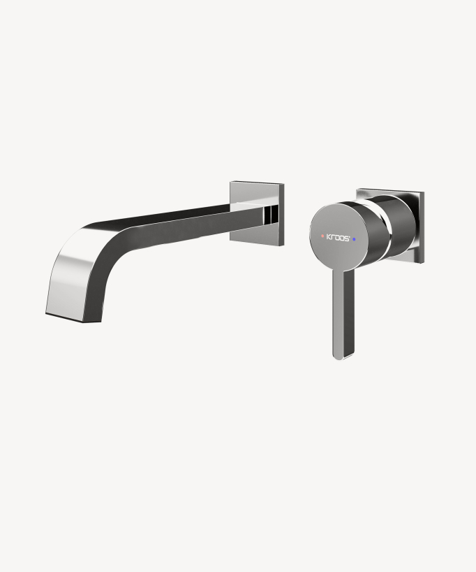 Wall-mounted waterfall basin mixer tap chrome – Fiumina