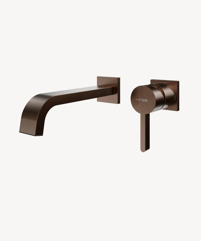 Wall-mounted waterfall basin mixer tap brushed rose gold – Fiumina