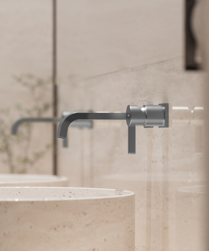 Wall-mounted waterfall basin mixer tap gunmetal – Fiumina