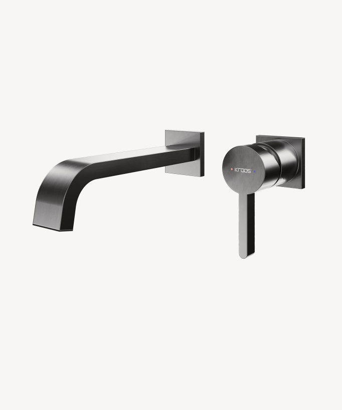 Wall-mounted waterfall basin mixer tap gunmetal – Fiumina