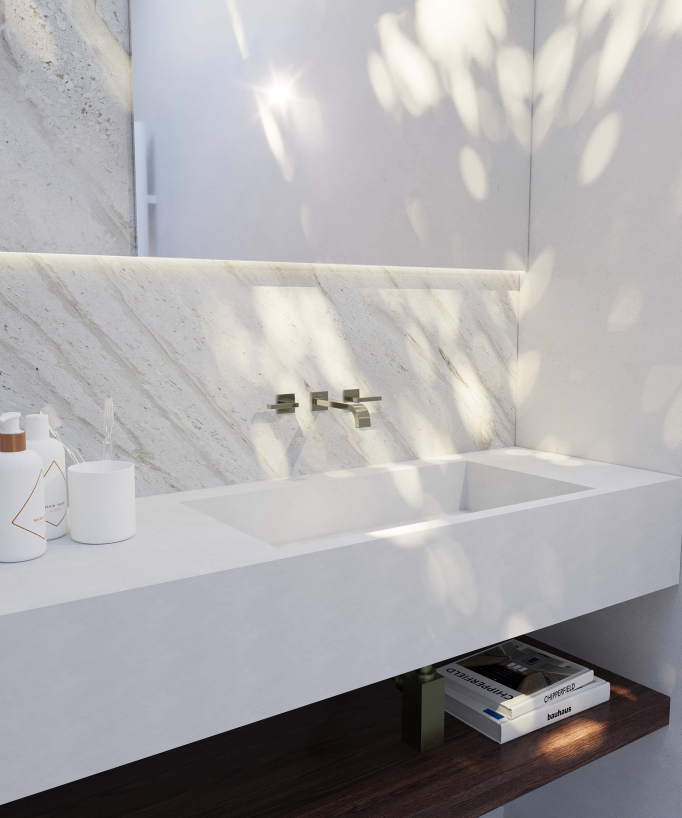 Wall-Mounted Basin Mixer Tap - Champagne - Fiumina