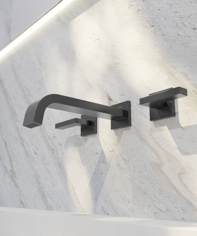 Wall-mounted basin mixer tap gunmetal - Fiumina