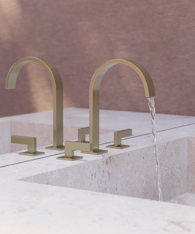 3-hole basin mixer tap brushed gold - Fiumina