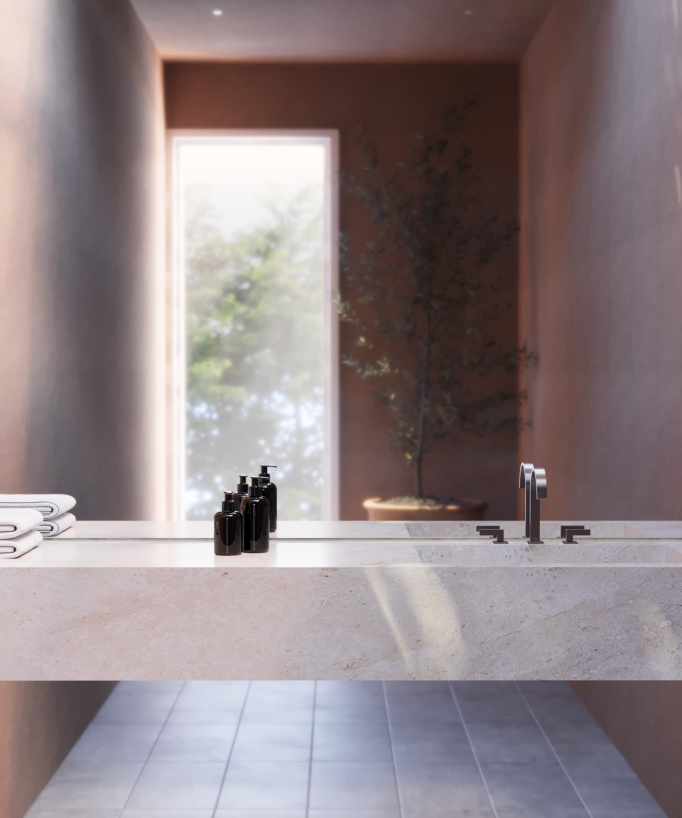 3-hole basin mixer tap brushed rose gold - Fiumina