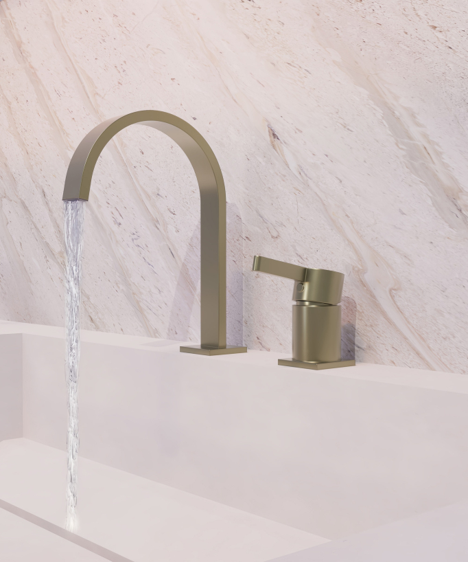2-hole basin mixer tap brushed gold - Fiumina