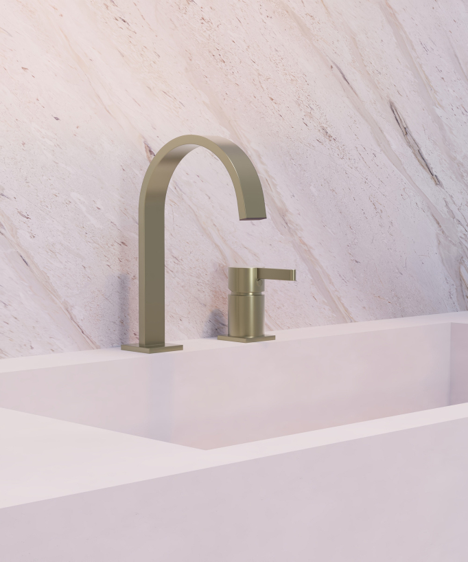 2-hole basin mixer tap brushed gold - Fiumina
