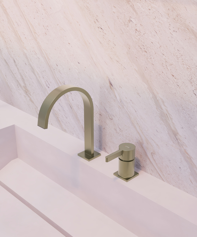 2-hole basin mixer tap brushed gold - Fiumina