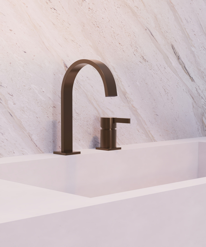 2-hole basin mixer tap brushed rose gold - Fiumina