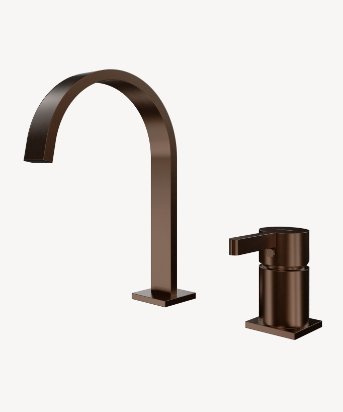2-hole basin mixer tap brushed rose gold - Fiumina