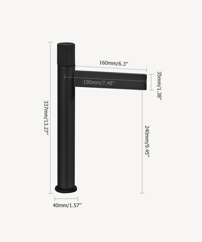 Tall Basin Mixer Tap, Black - Sham
