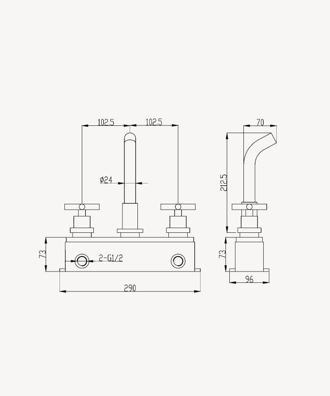 Wall-Mounted Basin Mixer, Chrome - Corbeau