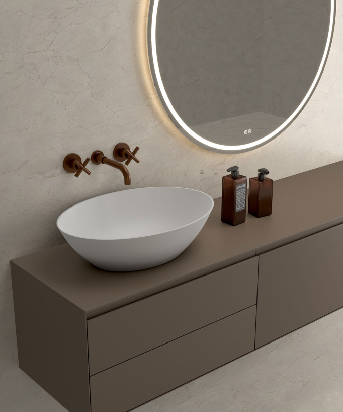 Wall-Mounted Basin Mixer, Brushed Rose Gold - Corbeau