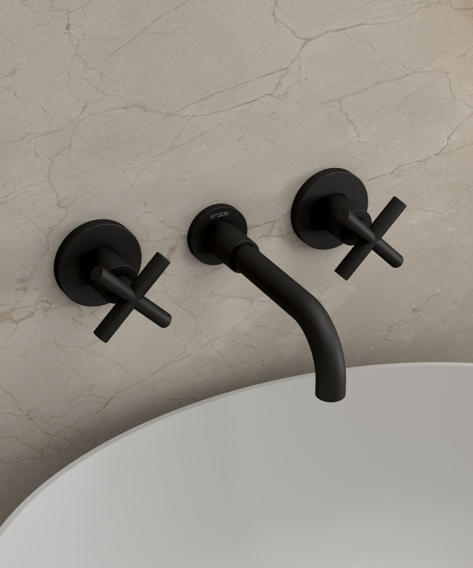 Wall-Mounted Basin Mixer, Black - Corbeau