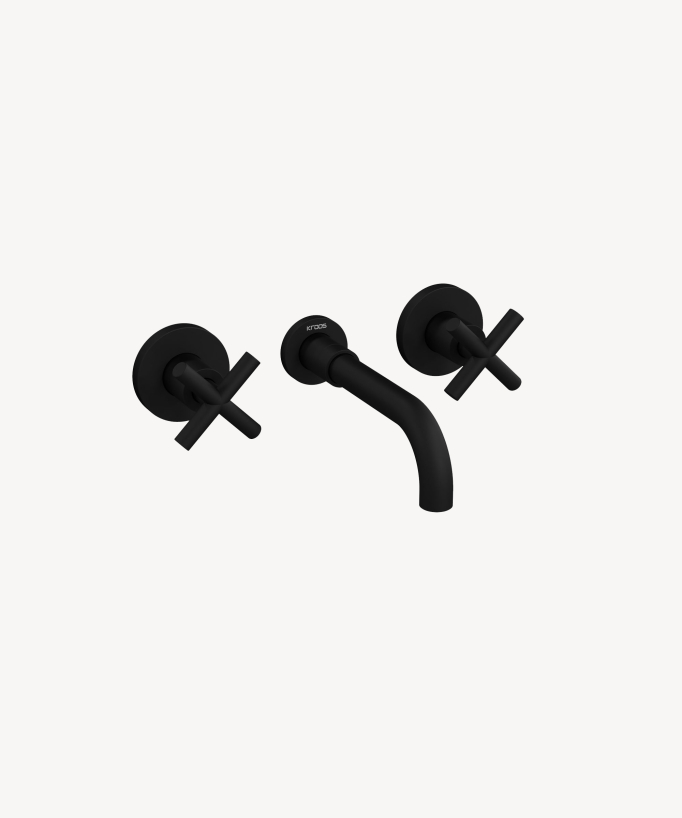 Wall-Mounted Basin Mixer, Black - Corbeau