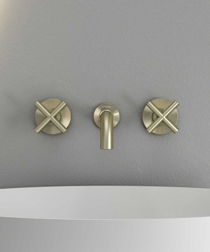 Wall-Mounted Basin Mixer, Brushed Gold - Corbeau