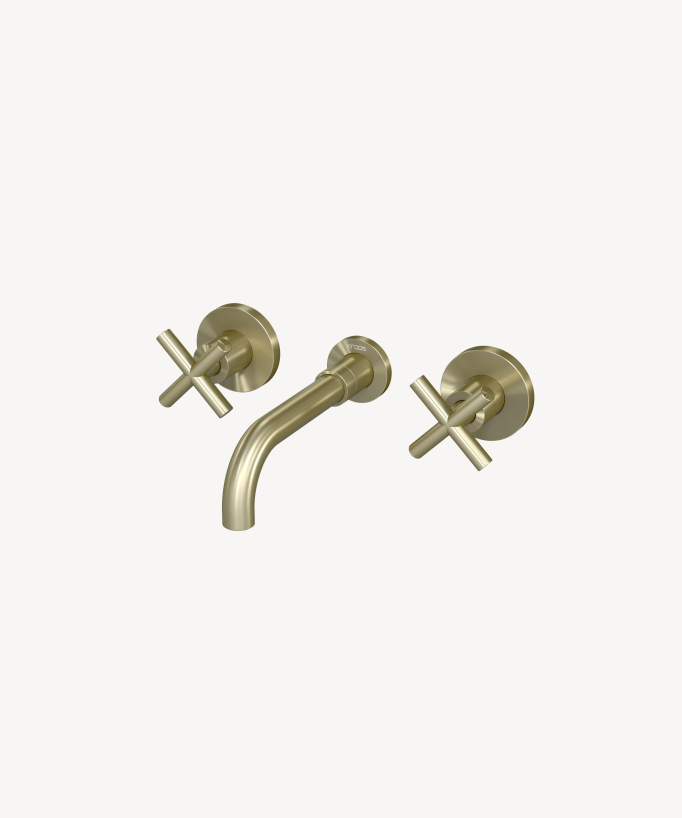 Wall-Mounted Basin Mixer, Brushed Gold - Corbeau