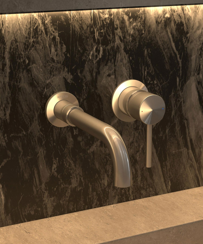 Wall-Mounted Basin Mixer, Brushed Nickel - Corbeau