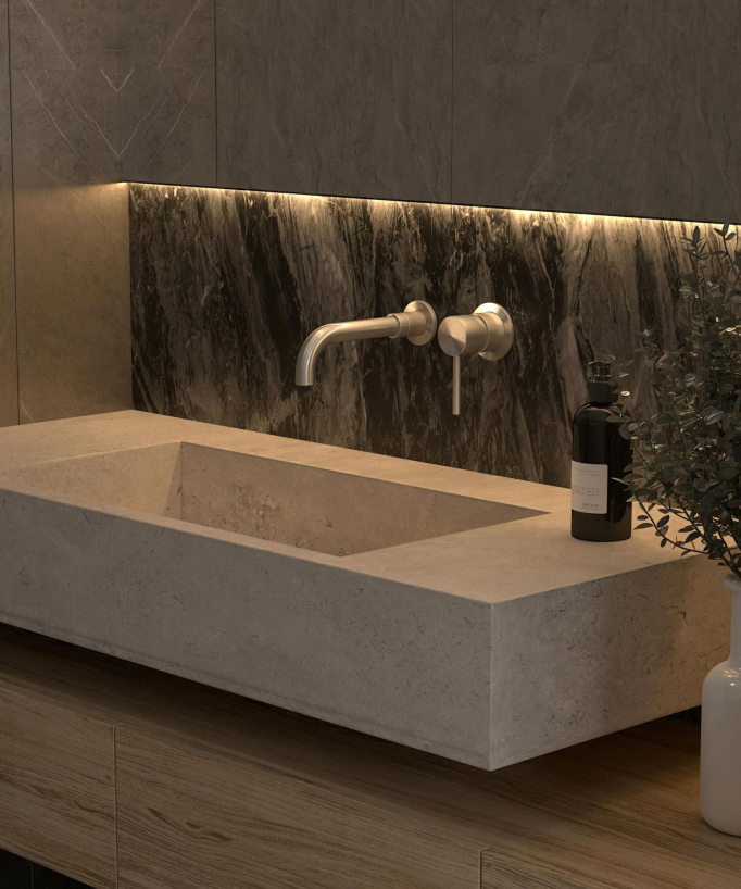 Wall-Mounted Basin Mixer, Brushed Nickel - Corbeau