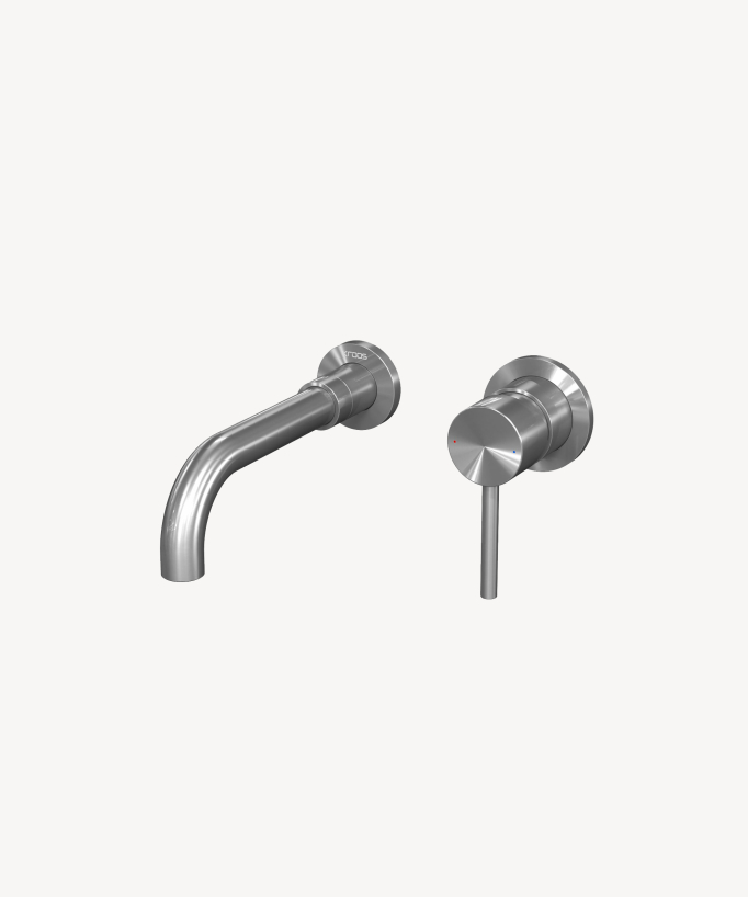 Wall-Mounted Basin Mixer, Brushed Nickel - Corbeau