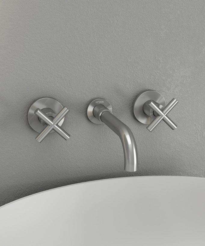 Wall-Mounted Basin Mixer, Brushed Nickel - Corbeau