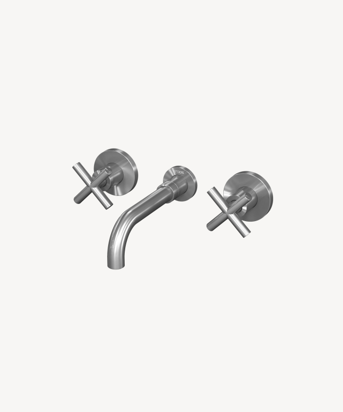 Wall-Mounted Basin Mixer, Brushed Nickel - Corbeau