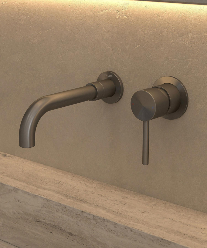 Wall-Mounted Basin Mixer, Gunmetal - Corbeau