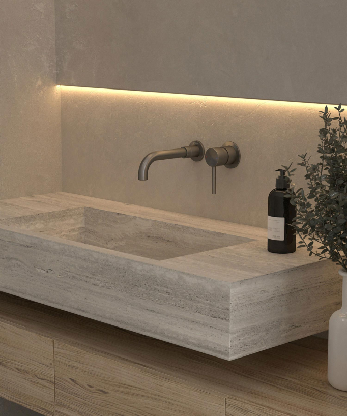 Wall-Mounted Basin Mixer, Gunmetal - Corbeau