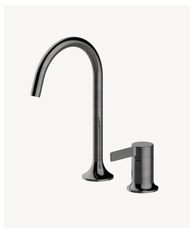 2-Hole Countertop Basin Mixer Tap - Gunmetal