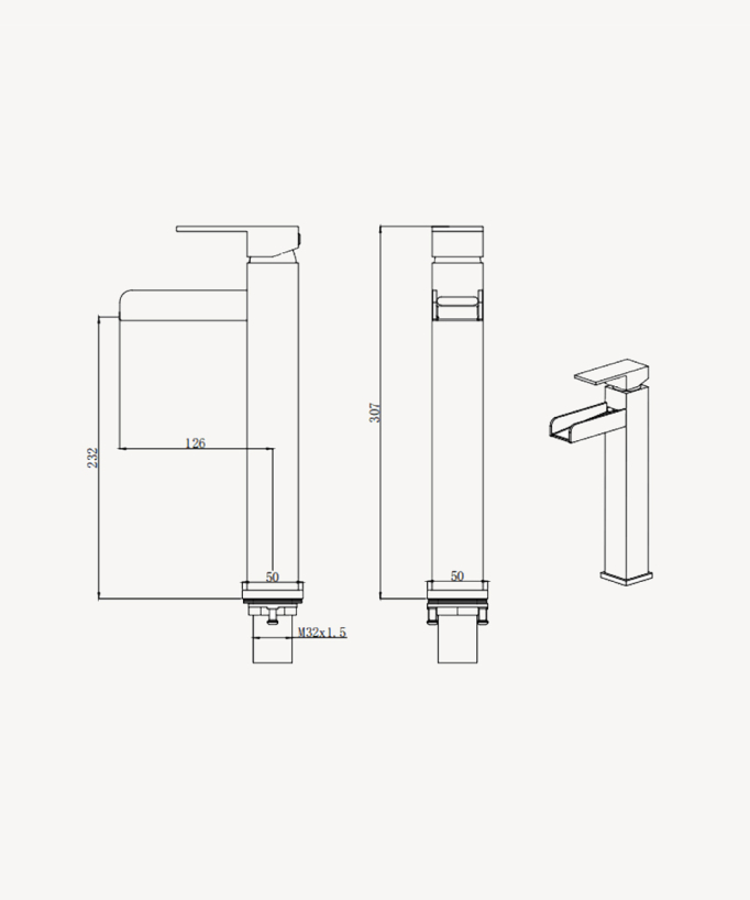 Tall Waterfall Basin Mixer Tap - Alnair