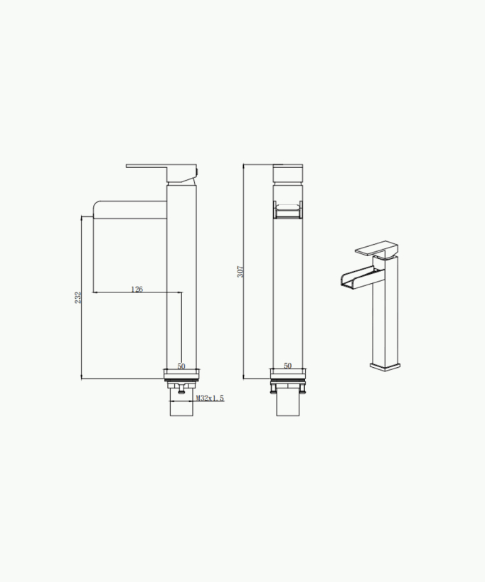 Tall Waterfall Basin Mixer Tap - Alnair