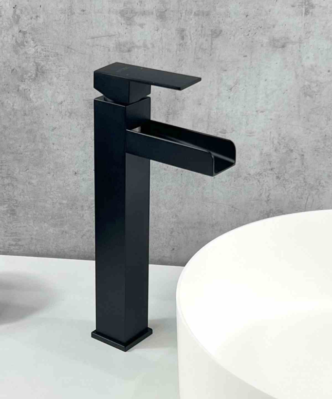 Waterfall Basin Mixer Tap, Black - Alnair